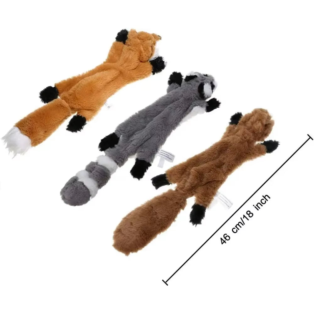 Plush Dog Toys Squirrel Raccoon Fox 18 Inch Stuffing Free Squeaky for Small Medium Dogs No Stuffing with Squeakers Dog Chew Toy