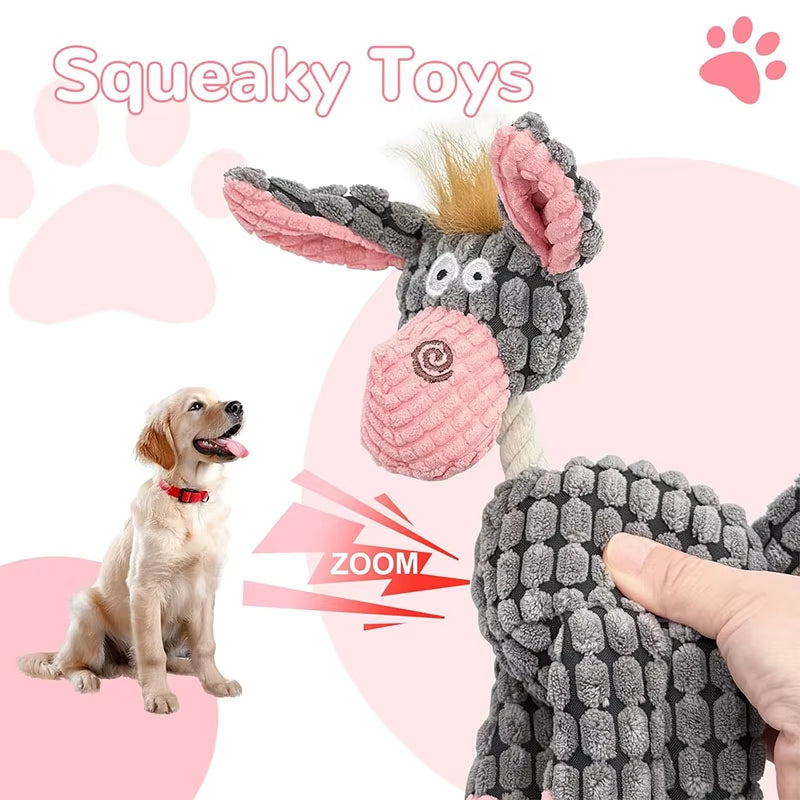 Kenjac - Stuffed Animal Plush Dog Toy with Squeakers, Aggressive Chew Toys for Small Medium Large Dogs Pet Products