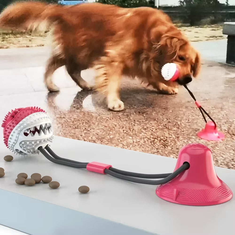 Pet Dog Suction Cup Chew Toys for Medium Large Dogs Interactive Rope Leaking Food Ball Toy Tooth Cleaning Training Accessories