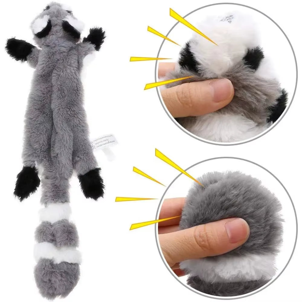 Plush Dog Toys Squirrel Raccoon Fox 18 Inch Stuffing Free Squeaky for Small Medium Dogs No Stuffing with Squeakers Dog Chew Toy