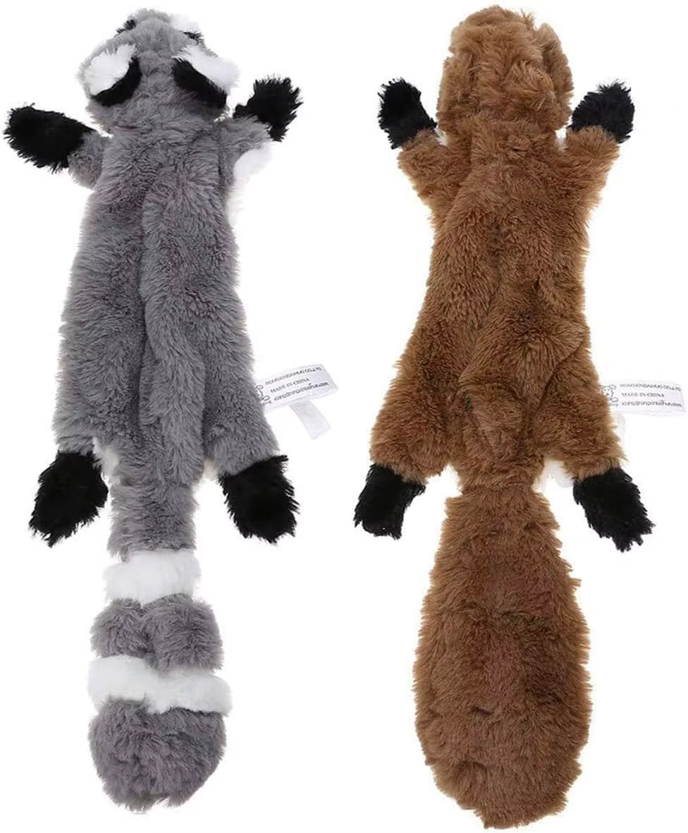 Plush Dog Toys Squirrel Raccoon Fox 18 Inch Stuffing Free Squeaky for Small Medium Dogs No Stuffing with Squeakers Dog Chew Toy