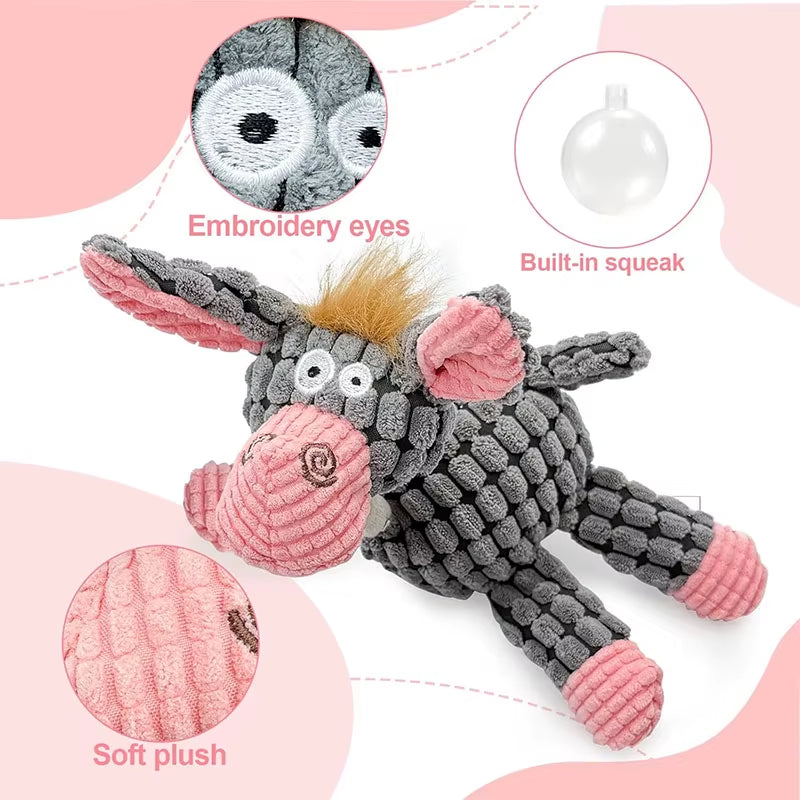 Kenjac - Stuffed Animal Plush Dog Toy with Squeakers, Aggressive Chew Toys for Small Medium Large Dogs Pet Products